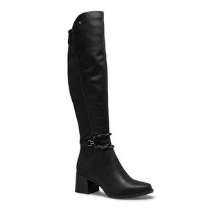 Bota Mississipi Cano Alto Feminina Salto Bloco Me501-01 Preto