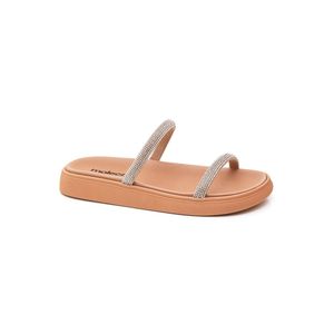 Chinelo Moleca Rasteira Feminina Strass 5469 Nude