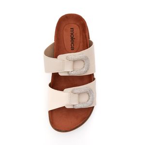 Chinelo Moleca Papete Feminino Strass 5500.107 Off-White