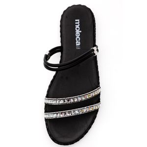 Chinelo Moleca Rasteira Feminina Strass 5452.139.29015 Preto