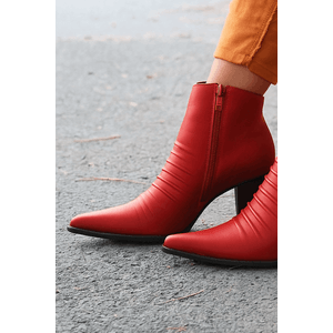 Bota Dina Mirtz Em Couro Feminina Cano Baixo 20.817 Vermelho