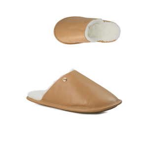 Pantufa Fiero Forrada Em Lã Sintética Feminina Couro 21807 Caramelo