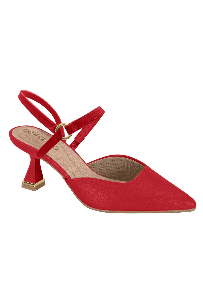 Bico Fino Scarpin Beira Rio Conforto Vermelho Scarpin Feminino
