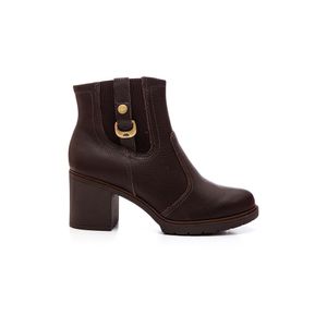 Bota Dakota De Cano Curto Em Couro Feminina D0393-02 Marrom
