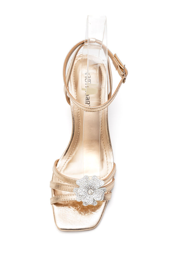 Sandalia-Via-Marte-Salto-Medio-Feminina-Enfeite-De-Flor-100-004-01-Ouro