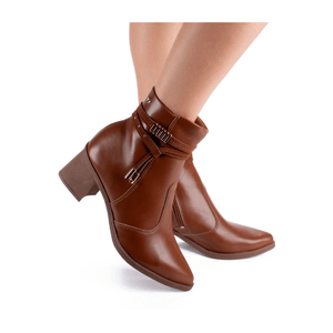 Bota Mississipi Cano Curto Feminina Salto Bloco Me312-03 Caramelo