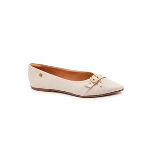 Sapatilha Santinelli Casual Feminina Bico Fino Fivela 1600-017 Off-White