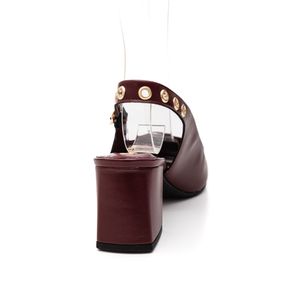 Sapato Santinelli Slingback Feminino Bico Fino 1636-010 Marsala