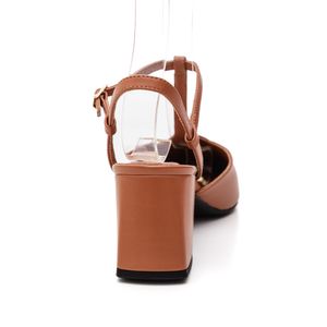 Sapato Santinelli Slingback Feminino Salto Bloco 1636-002 Caramelo