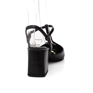 Sapato Santinelli Slingback Feminino Salto Bloco 1636-002 Preto