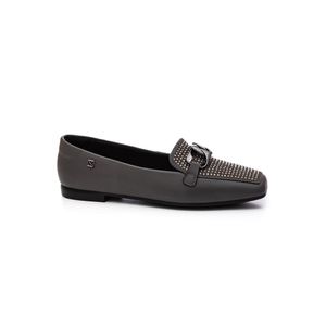 Sapato Santinelli Mocassim Feminino Bico Quadrado 1640-103 Cinza