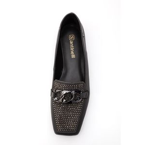 Sapato Santinelli Mocassim Feminino Bico Quadrado 1640-103 Cinza