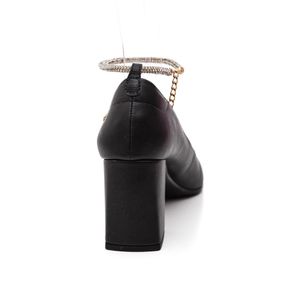Sapato Santinelli Scarpin Feminino Com Tira Em Strass 1606-009 Preto