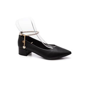 Sapato Santinelli Salto Baixo Feminino Com Tira Em Strass 1546-007 Preto