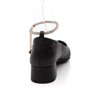 Sapato Santinelli Salto Baixo Feminino Com Tira Em Strass 1546-007 Preto