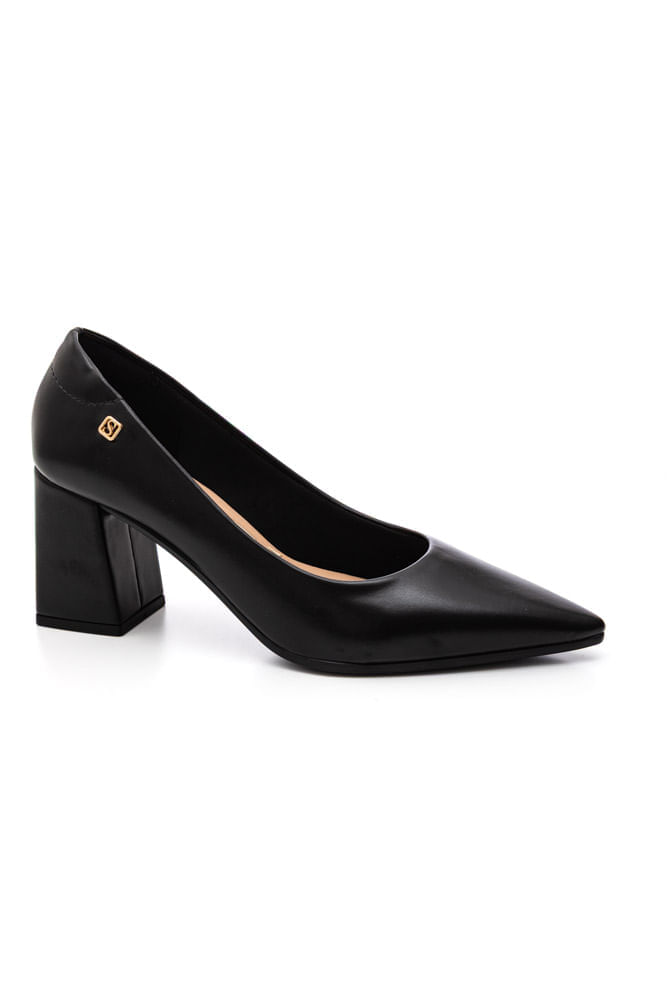 Sapato Santinelli Scarpin Feminino Salto Bloco 1606-001 Preto