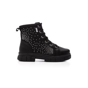 Bota Pampili Lucky Coturno Juvenil Feminina Glitter Strass 711.024.80 Preto