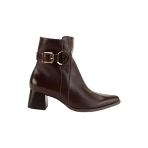 Bota Dina Mirtz Cano Baixo Feminina Couro 21.627 Marrom