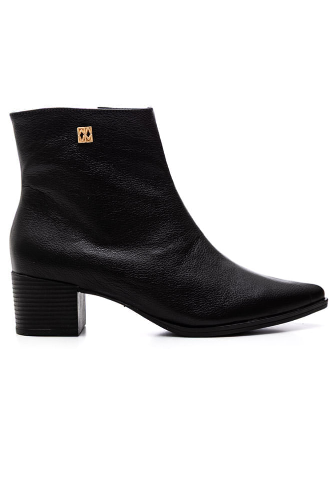 Bota Via Marte Social Cano Baixo Feminina Couro 231-007-01 Preto