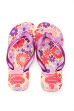 Chinelo-Havaianas-Flores-Juvenil-Menina-Tiras-Metalicas-Bege