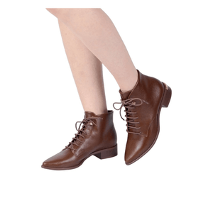 Bota Jorge Bischoff Ankle Boot Feminina Couro J17305009 Marrom