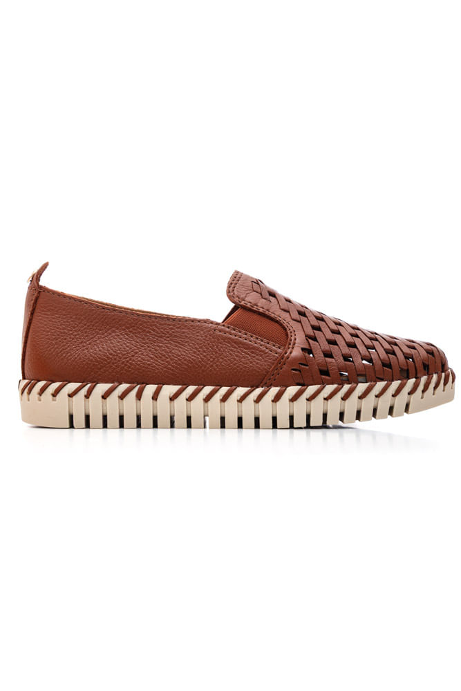 Tênis Bottero Slip On Feminino Couro 369501 Caramelo