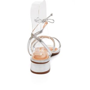 Sandália Vizzano Salto Baixo Feminino Strass 6454.225 Prata