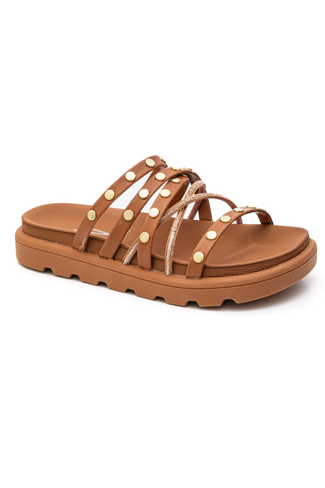 Chinelo Vizzano Rasteiro Feminino Adornos Metálicos 6510.112.27850 Caramelo