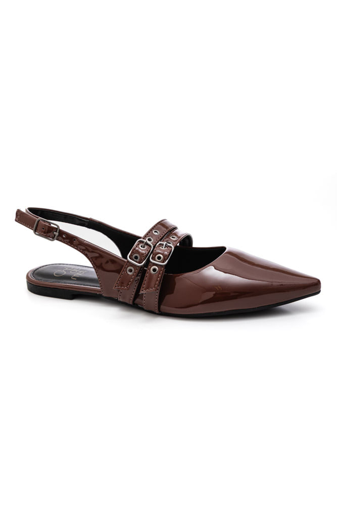 Sapatilha Chá De Mel Bico Fino Feminina Slingback 3320 Marrom
