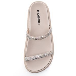 Chinelo Moleca Rasteira Feminino Tira Strass 5469.118.28485 Cinza