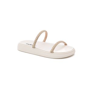 Chinelo Moleca Papete Feminina Tiras Em Strass 5469.118 Off-White