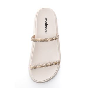 Chinelo Moleca Papete Feminina Tiras Em Strass 5469.118 Off-White