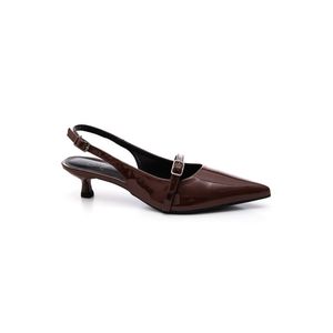 Sapato Chá De Mel Bico Fino Feminino Slingback Salto Alto 3991 Marrom