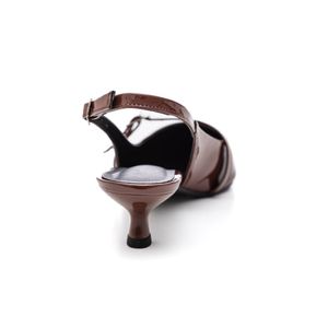 Sapato Chá De Mel Bico Fino Feminino Slingback Salto Alto 3991 Marrom