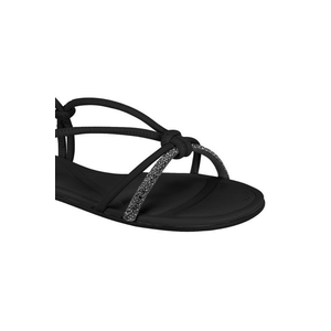 Sandália Beira Rio Rasteira Feminina Tiras Entrelaçadas 8263.983 Preto
