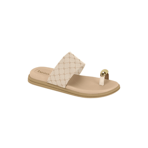 Chinelo Beira Rio Rasteira Feminino Adorno Metálico 8513.116 Off-White