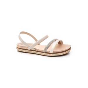 Sandália Beira Rio Flat Feminina Strass 8321.154 Off-White