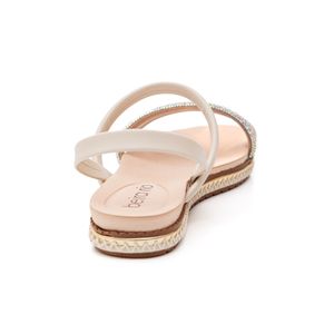 Sandália Beira Rio Flat Feminina Strass 8321.154 Off-White