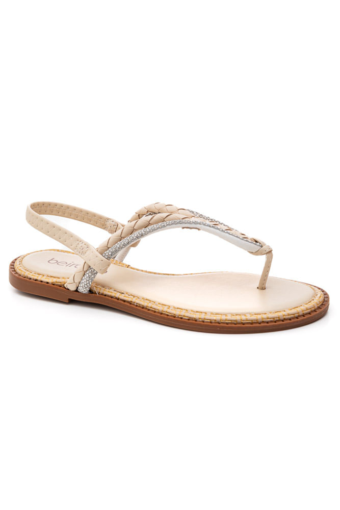 Sandália Rasteira Beira Rio Casual Feminina Napa 8472.418 Off-White