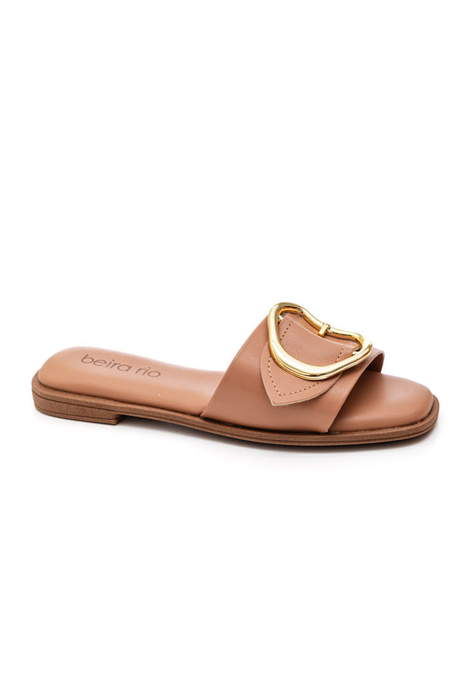 Chinelo Beira Rio Rasteiro Feminina Fivela 8550.100.9569 Nude