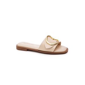 Chinelo Beira Rio Rasteiro Feminina Fivela 8550.100.9569 Off-White