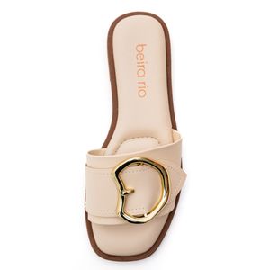 Chinelo Beira Rio Rasteiro Feminina Fivela 8550.100.9569 Off-White