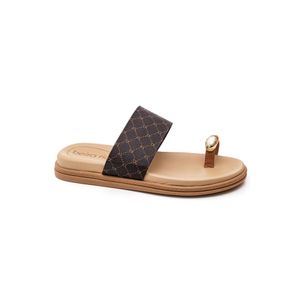 Chinelo Beira Rio Rasteira Feminino Adorno Metálico 8513.116 Marrom