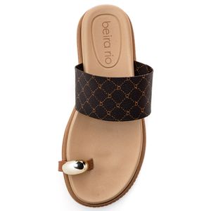 Chinelo Beira Rio Rasteira Feminino Adorno Metálico 8513.116 Marrom