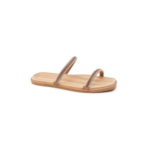 Chinelo Moleca Rasteira Feminina Tiras De Brilho 5494.112 Nude