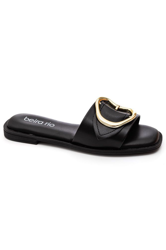 Chinelo Beira Rio Rasteiro Feminina Fivela 8550.100.9569 Preto