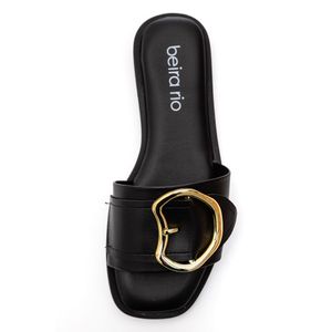 Chinelo Beira Rio Rasteiro Feminina Fivela 8550.100.9569 Preto