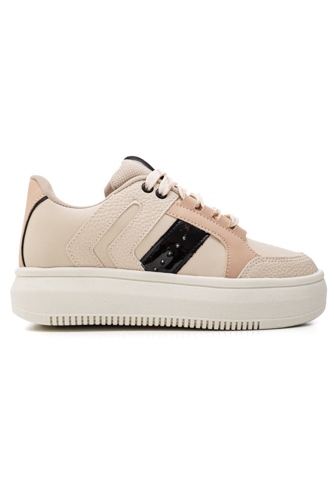 Tênis Amery Casual Feminino Plataforma Reta 04-332 Off-White
