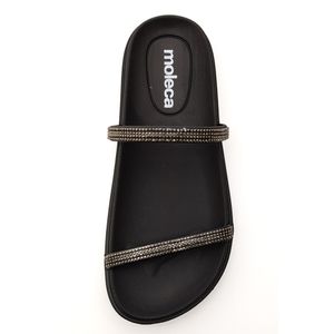 Chinelo Moleca Rasteiro Feminino Strass 5540.101 Preto