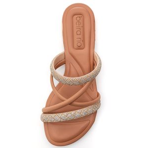 Chinelo Beira Rio Rasteira Feminino Tira Strass 8263.979 Nude